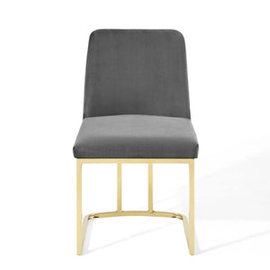 ModwayModway Amplify Sled Base Performance Velvet Dining Side Chair EEI-3810 EEI-3810-GLD-GRY- BetterPatio.com
