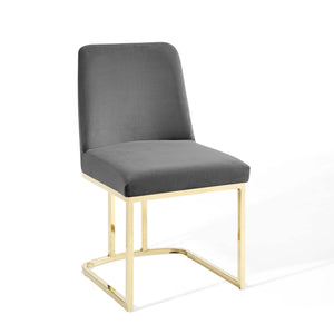ModwayModway Amplify Sled Base Performance Velvet Dining Side Chair EEI-3810 EEI-3810-GLD-GRY- BetterPatio.com