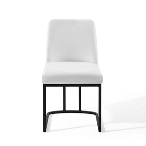 ModwayModway Amplify Sled Base Upholstered Fabric Dining Chairs - Set of 2 EEI-5570 EEI-5570-BLK-WHI- BetterPatio.com