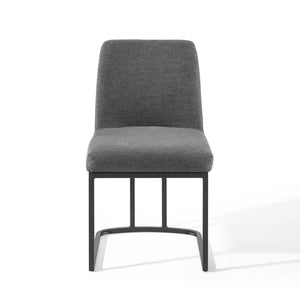 ModwayModway Amplify Sled Base Upholstered Fabric Dining Side Chair EEI-3811 EEI-3811-BLK-CHA- BetterPatio.com