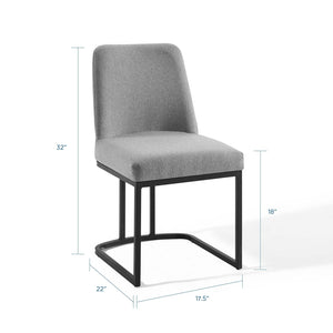 ModwayModway Amplify Sled Base Upholstered Fabric Dining Side Chair EEI-3811 EEI-3811-BLK-LGR- BetterPatio.com