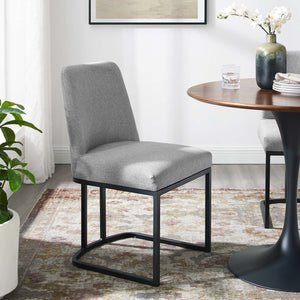 ModwayModway Amplify Sled Base Upholstered Fabric Dining Side Chair EEI-3811 EEI-3811-BLK-LGR- BetterPatio.com