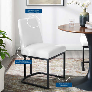 ModwayModway Amplify Sled Base Upholstered Fabric Dining Side Chair EEI-3811 EEI-3811-BLK-WHI- BetterPatio.com