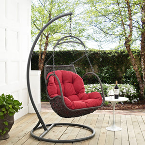 ModwayModway Arbor Outdoor Patio Wood Swing Chair EEI-2279 EEI-2279-RED-SET- BetterPatio.com
