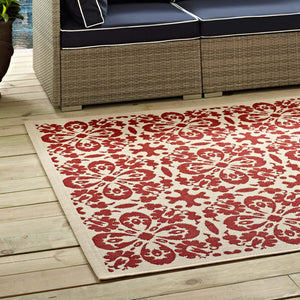 ModwayModway Ariana Vintage Floral Trellis 5x8 Indoor and Outdoor Area Rug R-1142-58 R-1142D-58- BetterPatio.com