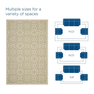 ModwayModway Ariana Vintage Floral Trellis 9x12 Indoor and Outdoor Area Rug R-1142-912 R-1142B-912- BetterPatio.com