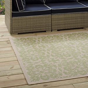 ModwayModway Ariana Vintage Floral Trellis 9x12 Indoor and Outdoor Area Rug R-1142-912 R-1142B-912- BetterPatio.com