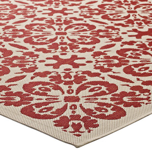 ModwayModway Ariana Vintage Floral Trellis 9x12 Indoor and Outdoor Area Rug R-1142-912 R-1142D-912- BetterPatio.com