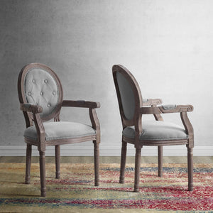 ModwayModway Arise Vintage French Upholstered Fabric Dining Armchair Set of 2 EEI-3106 EEI-3106-LGR-SET- BetterPatio.com