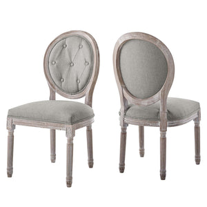 ModwayModway Arise Vintage French Upholstered Fabric Dining Side Chair Set of 2 EEI-3105 EEI-3105-LGR-SET- BetterPatio.com