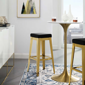 ModwayModway Arrive Gold Stainless Steel Performance Velvet Bar Stool EEI-3268 EEI-3268-GLD-BLK- BetterPatio.com