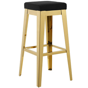 ModwayModway Arrive Gold Stainless Steel Performance Velvet Bar Stool EEI-3268 EEI-3268-GLD-BLK- BetterPatio.com