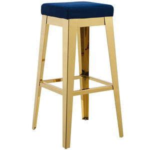 ModwayModway Arrive Gold Stainless Steel Performance Velvet Bar Stool EEI-3268 EEI-3268-GLD-NAV- BetterPatio.com