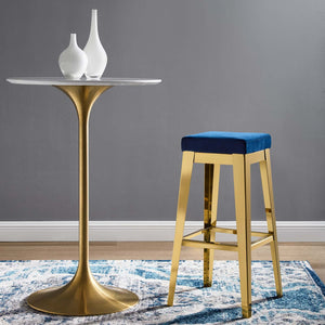 ModwayModway Arrive Gold Stainless Steel Performance Velvet Bar Stool EEI-3268 EEI-3268-GLD-NAV- BetterPatio.com