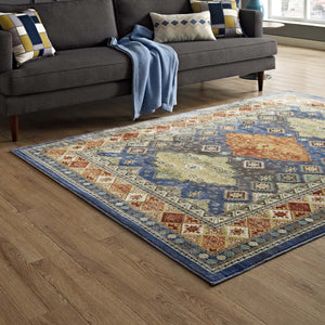 ModwayModway Atzi Distressed Southwestern Diamond Floral 4x6 Area Rug R-1117-46 R-1117A-46- BetterPatio.com