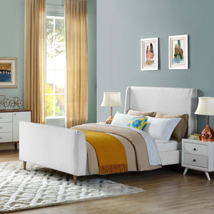 ModwayModway Aubree Queen Upholstered Fabric Sleigh Platform Bed MOD-5824 MOD-5824-WHI- BetterPatio.com