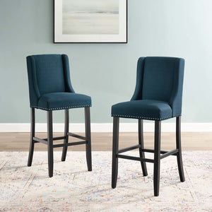 ModwayModway Baron Bar Stool Upholstered Fabric Set of 2 EEI-4018 EEI-4018-AZU- BetterPatio.com