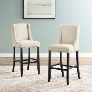 ModwayModway Baron Bar Stool Upholstered Fabric Set of 2 EEI-4018 EEI-4018-BEI- BetterPatio.com