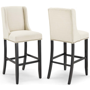 ModwayModway Baron Bar Stool Upholstered Fabric Set of 2 EEI-4018 EEI-4018-BEI- BetterPatio.com