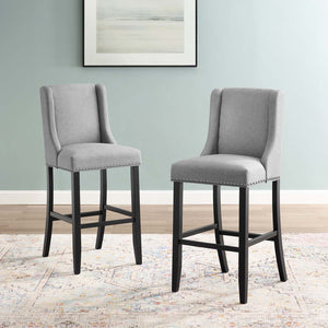 ModwayModway Baron Bar Stool Upholstered Fabric Set of 2 EEI-4018 EEI-4018-LGR- BetterPatio.com