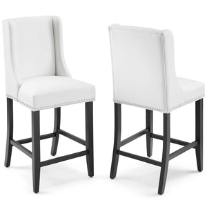 ModwayModway Baron Counter Stool Faux Leather Set of 2 EEI-4017 EEI-4017-WHI- BetterPatio.com