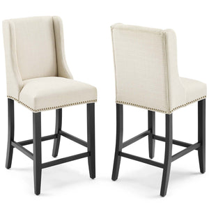 ModwayModway Baron Counter Stool Upholstered Fabric Set of 2 EEI-4016 EEI-4016-BEI- BetterPatio.com