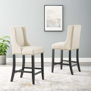 ModwayModway Baron Counter Stool Upholstered Fabric Set of 2 EEI-4016 EEI-4016-BEI- BetterPatio.com