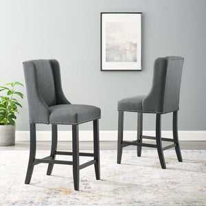 ModwayModway Baron Counter Stool Upholstered Fabric Set of 2 EEI-4016 EEI-4016-GRY- BetterPatio.com