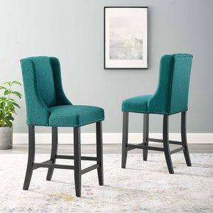 ModwayModway Baron Counter Stool Upholstered Fabric Set of 2 EEI-4016 EEI-4016-TEA- BetterPatio.com