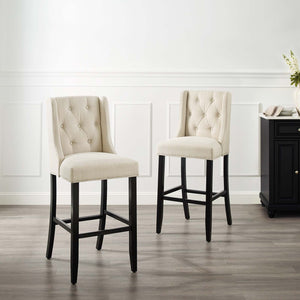 ModwayModway Baronet Bar Stool Upholstered Fabric Set of 2 EEI-4022 EEI-4022-BEI- BetterPatio.com