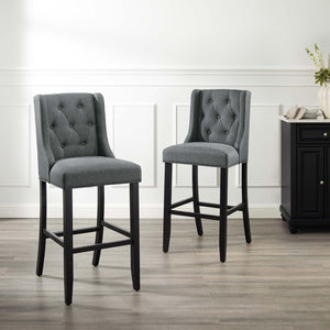 ModwayModway Baronet Bar Stool Upholstered Fabric Set of 2 EEI-4022 EEI-4022-GRY- BetterPatio.com