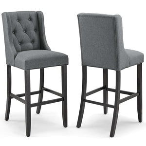 ModwayModway Baronet Bar Stool Upholstered Fabric Set of 2 EEI-4022 EEI-4022-GRY- BetterPatio.com