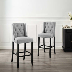 ModwayModway Baronet Bar Stool Upholstered Fabric Set of 2 EEI-4022 EEI-4022-LGR- BetterPatio.com