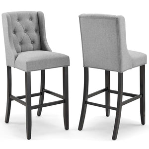 ModwayModway Baronet Bar Stool Upholstered Fabric Set of 2 EEI-4022 EEI-4022-LGR- BetterPatio.com