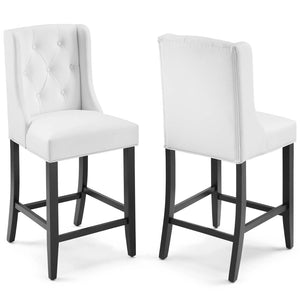ModwayModway Baronet Counter Bar Stool Faux Leather Set of 2 EEI-4021 EEI-4021-WHI- BetterPatio.com