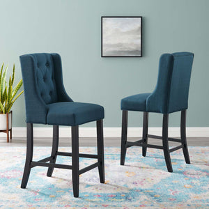 ModwayModway Baronet Counter Bar Stool Upholstered Fabric Set of 2 EEI-4020 EEI-4020-AZU- BetterPatio.com