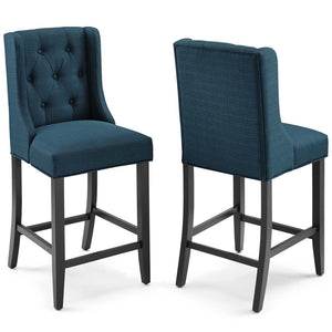 ModwayModway Baronet Counter Bar Stool Upholstered Fabric Set of 2 EEI-4020 EEI-4020-AZU- BetterPatio.com