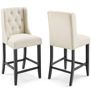 ModwayModway Baronet Counter Bar Stool Upholstered Fabric Set of 2 EEI-4020 EEI-4020-BEI- BetterPatio.com