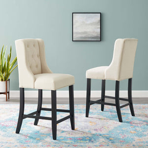 ModwayModway Baronet Counter Bar Stool Upholstered Fabric Set of 2 EEI-4020 EEI-4020-BEI- BetterPatio.com