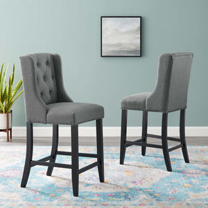 ModwayModway Baronet Counter Bar Stool Upholstered Fabric Set of 2 EEI-4020 EEI-4020-GRY- BetterPatio.com