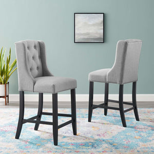 ModwayModway Baronet Counter Bar Stool Upholstered Fabric Set of 2 EEI-4020 EEI-4020-LGR- BetterPatio.com