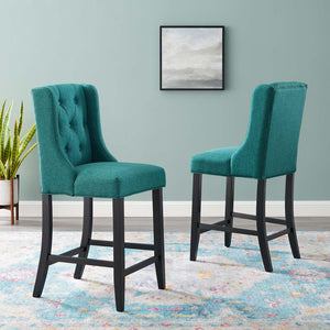 ModwayModway Baronet Counter Bar Stool Upholstered Fabric Set of 2 EEI-4020 EEI-4020-TEA- BetterPatio.com