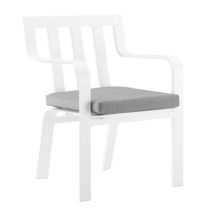 ModwayModway Baxley Stackable Outdoor Patio Aluminum Dining Armchair EEI-3571 EEI-3571-WHI-GRY- BetterPatio.com