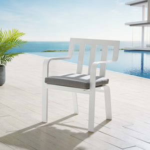 ModwayModway Baxley Stackable Outdoor Patio Aluminum Dining Armchair EEI-3571 EEI-3571-WHI-GRY- BetterPatio.com