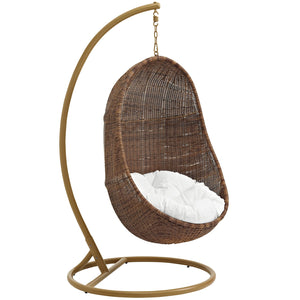 ModwayModway Bean Outdoor Patio Wood Swing Chair With Stand EEI-2277 EEI-2277-YLW-WHI-SET- BetterPatio.com