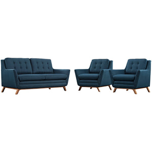 ModwayModway Beguile 3 Piece Upholstered Fabric Living Room Set EEI-2141 EEI-2141-AZU-SET- BetterPatio.com