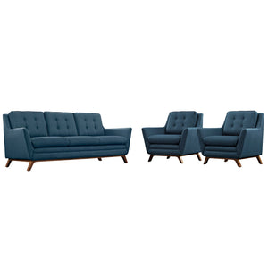 ModwayModway Beguile 3 Piece Upholstered Fabric Living Room Set EEI-2184 EEI-2184-AZU-SET- BetterPatio.com