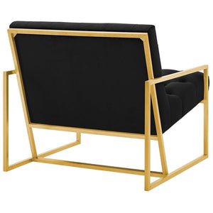 ModwayModway Bequest Gold Stainless Steel Performance Velvet Accent Chair EEI-3073 EEI-3073-BLK- BetterPatio.com