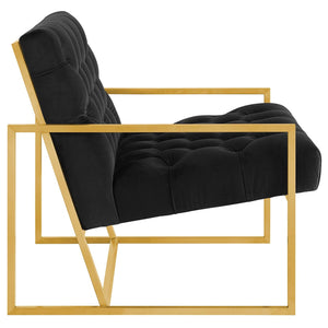 ModwayModway Bequest Gold Stainless Steel Performance Velvet Accent Chair EEI-3073 EEI-3073-BLK- BetterPatio.com