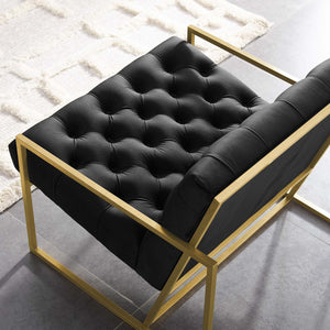 ModwayModway Bequest Gold Stainless Steel Performance Velvet Accent Chair EEI-3073 EEI-3073-BLK- BetterPatio.com